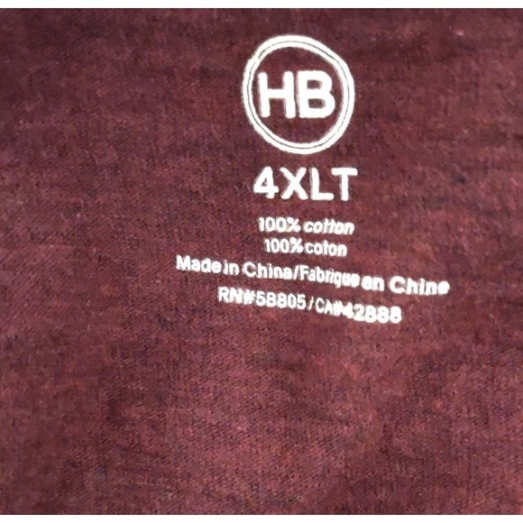 HB Polo Shirt Mens Size 4XLT Short Sleeve Pullover Casual Maroon White Collared - Picture 6 of 8